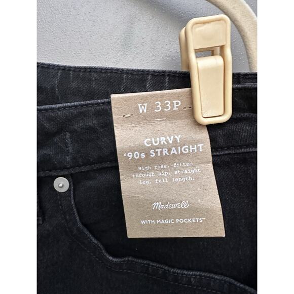 Madewell Curvy 90s Straight Jean Women's Size 33 Petite Black Faded Wash Y2K - Picture 8 of 13